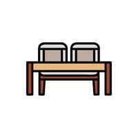 Illustration of a minimalist table with two simple chairs vector
