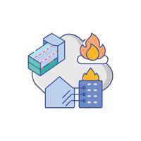 Cartoon representation of cloud services infrastructure security failure vector