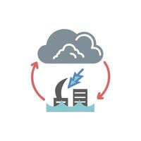 Climate change feedback loop showing storm affecting coastal city vector