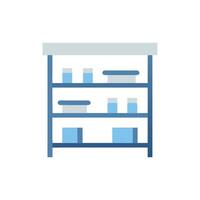 Shelf with supplies against White Background, flat graphic style vector
