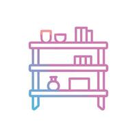 Outline shelf filled with decorative objects on White Background vector