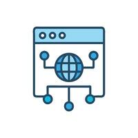 Minimalist website icon with globe network connection illustration vector