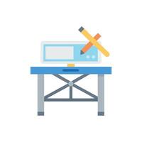 Digital drafting table illustration with pencil icon art design vector