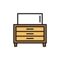 Isolated flat graphic of a wooden dresser vector