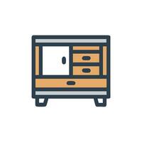 Stylized cabinet with drawers and door on White backdrop vector