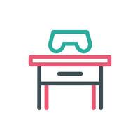 Gaming desk with teal controller on White Background icon vector