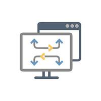 Computer screen displaying branching workflow process with arrows vector