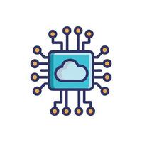 Cloud computing chip on White Background symbolizing modern technology vector
