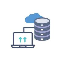 Flat design data upload from computer to cloud server vector