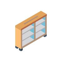 Isometric cabinet with shelves against White Background isolated render vector