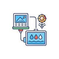 Smart agriculture technology monitors plant health and resource usage vector