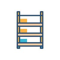 Simple threeshelf rack with colorful contents and White Background vector