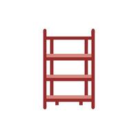 Flat red shelving unit against a White Background vector