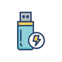 Stylized illustration of a USB drive with lightning bolt symbol vector