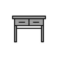 Simple gray desk with two drawers against White Background vector