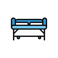 Stylized illustration of a blue bed on White backdrop vector