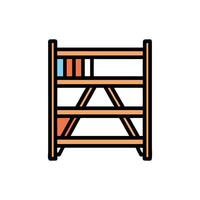 Geometric minimalist bookshelf design with bold accent colors vector