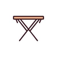 Foldable Table Illustration with Minimalist Style on White Backdrop vector