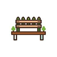 Wooden park bench with greenery on a White Background vector