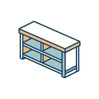 Isometric shelf unit illustration on White Background. vector