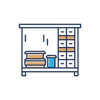 Illustration of shelf unit with drawers and storage items vector