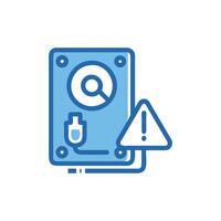 Hard drive data loss warning, flat icon style illustration vector