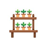 Seedlings on a two tier shelf, simple illustration vector