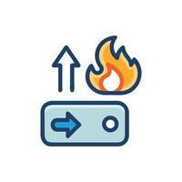 Data transfer with upload, download, and fire graphic icon vector