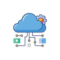 Stylized cloud computing data network with gear on White vector