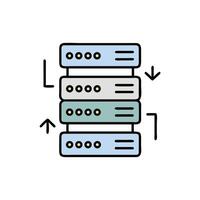 Stylized server stack graphic with varied colored server units vector