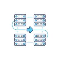 Data servers communication loop concept on a White Background vector