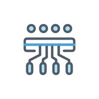 Abstract network symbol showing connection with blue and grey lines vector