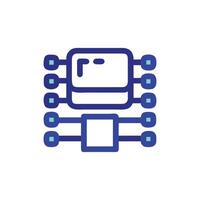 Modern minimalist circuit board icon with geometric shapes on White vector