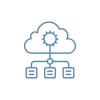 Blue Cloud Network Data Storage System on White Background vector
