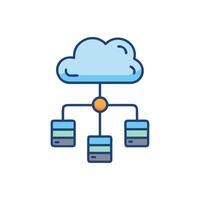 Cloud server and storage network connection diagram illustration icon vector