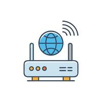Internet Router with Global Connection and Wireless Signal vector