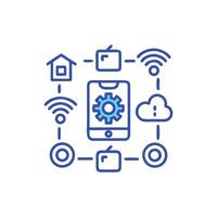 Connected device network with centralized control, dark background vector