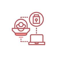 Secure data transmission between devices illustrated with flat design vector