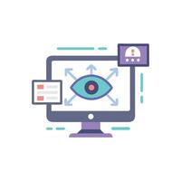 Cyber Security Analytics Eye on Computer Screen Icon Design vector