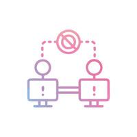 Disconnected communication with caution in digital teamwork concept design vector