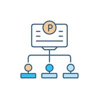 Hierarchical structure illustration with a leading node and branches vector