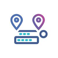 Route navigation graphic showing destination and connection locations icon vector