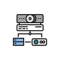 Stylized Icon Set of Projector Server and Audio Equipment vector