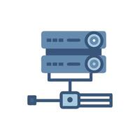 Network Server Stack and Connected Cable Flat Style Illustration vector