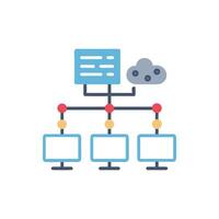 Network diagram connecting cloud services and multiple devices vector