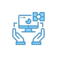 Digital Solutions icon shows data analysis and optimization vector