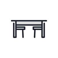 Simple line drawing table and chairs on White Background vector