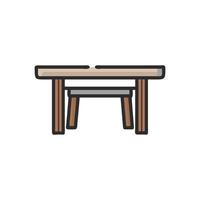 Stylized illustration of a basic wooden table and bench vector
