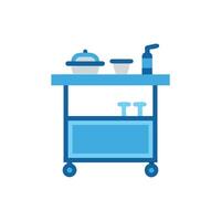 Blue service trolley with containers on a White Background vector