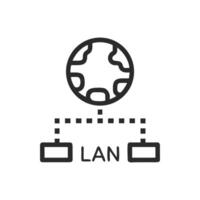 Networked devices connected to world with Local Area Network vector